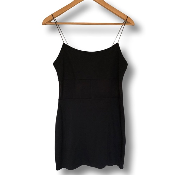 H&M Dresses & Skirts - H&M Black Spaghetti Strap Little Black Dress Mesh Cut Out Mini BodyCon Size M